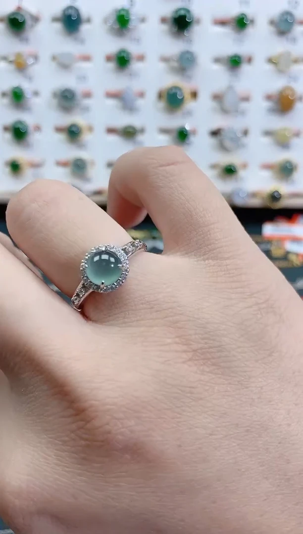 银S925镶嵌戒指翡翠天然翡翠