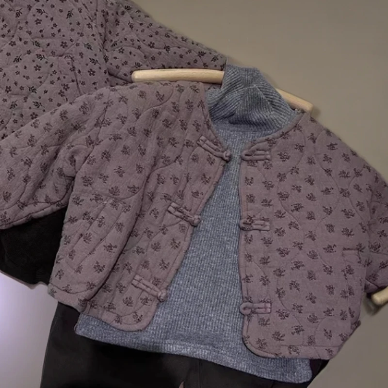 《新年惊喜价》24DW673美雅雅森系女童复古碎花盘扣棉服外套冬棉衣