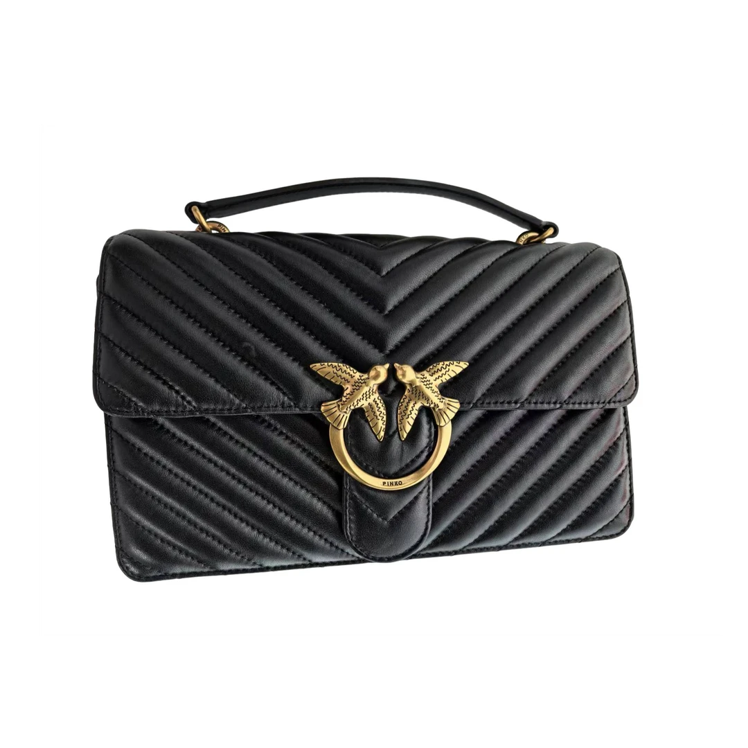 PINKO 品高单肩包时尚黑色经典翻盖奢侈女士大号