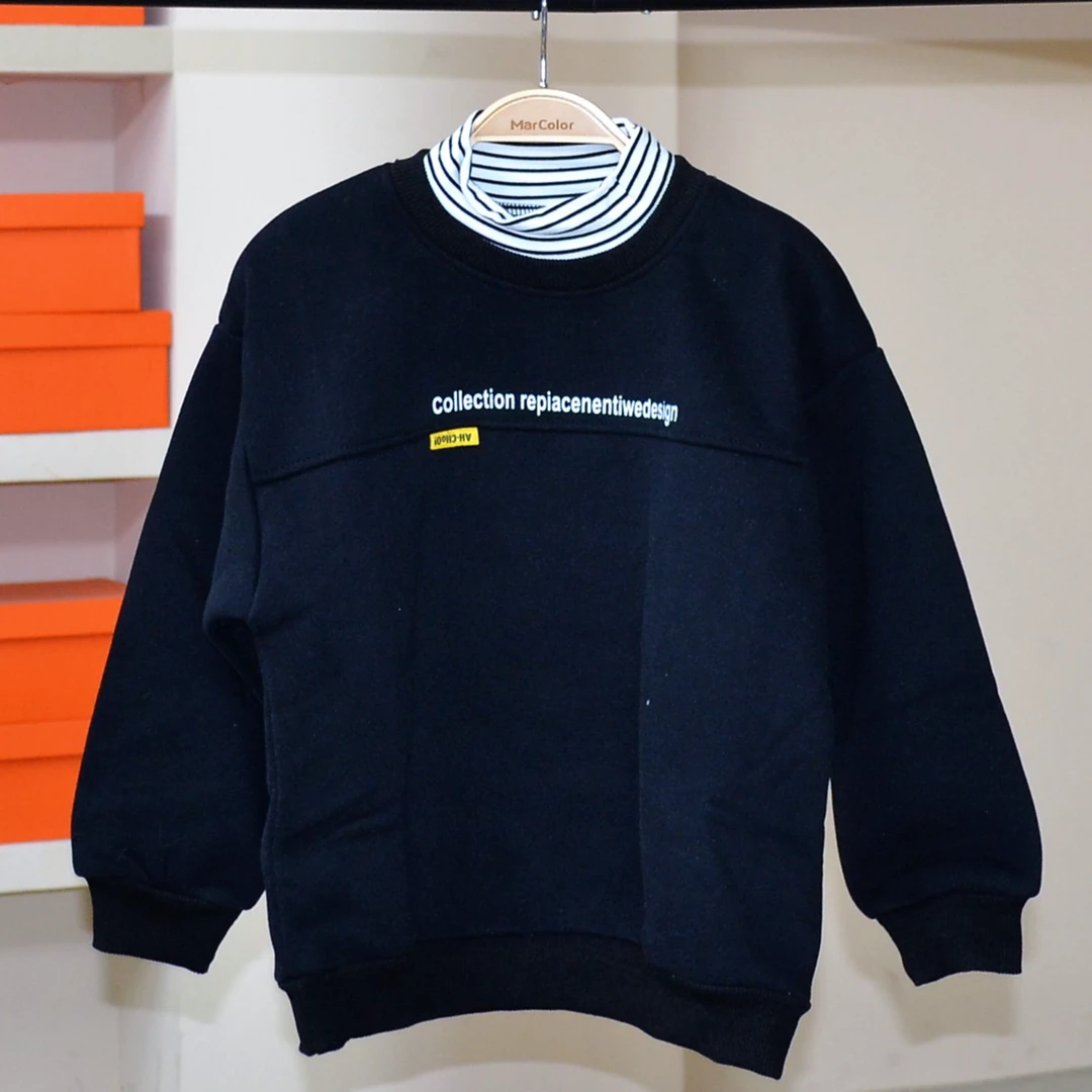 儿童半高领打底衫加绒加厚卫衣男童女童一体绒内搭圆领长袖卫衣