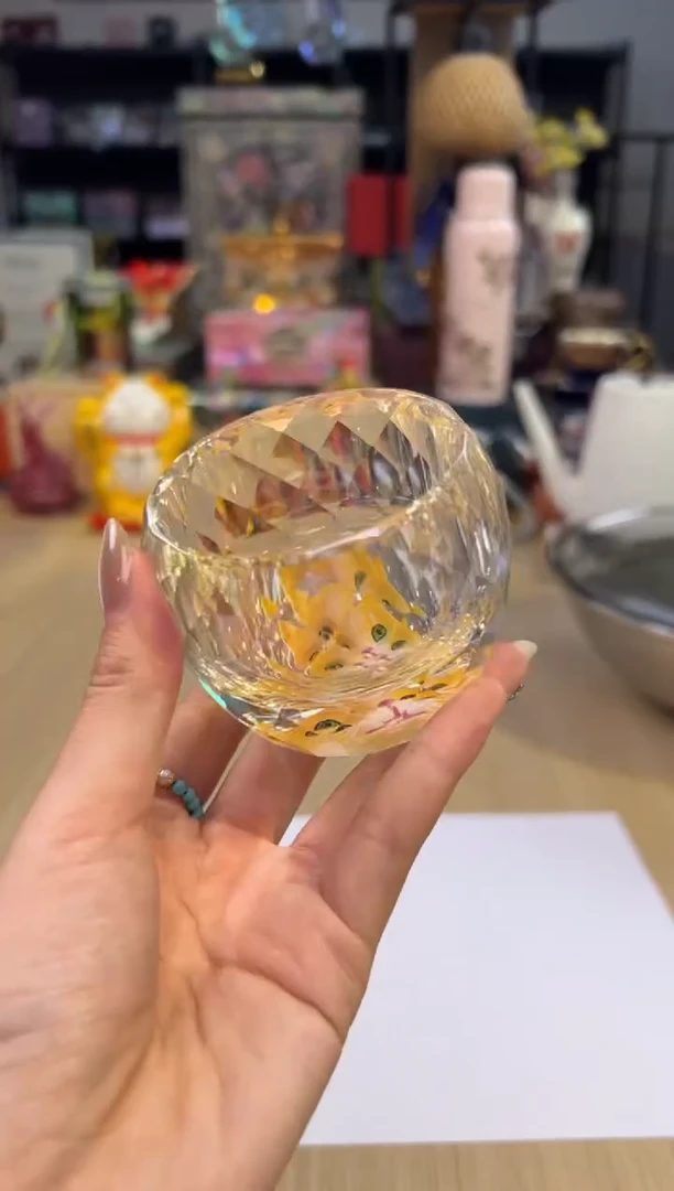 106卡普兰黄色水晶猫咪杯