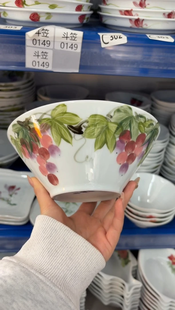 瓷片景德镇高温陶瓷食品级手绘釉中彩-斗笠面碗3