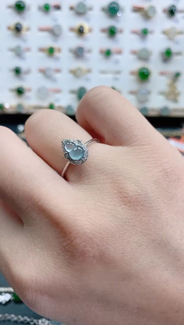 银S925镶嵌戒指翡翠天然翡翠