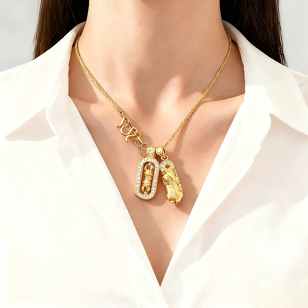 坠链均足银 【貔貅金刚杵套链】韦雪同款点钻气质轻奢时尚百搭套链