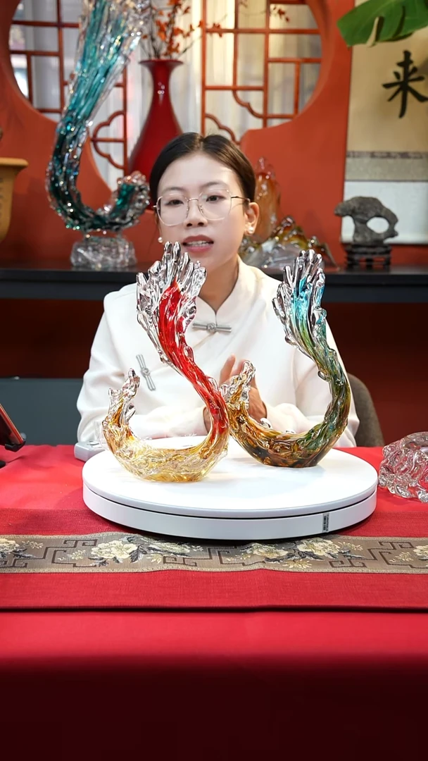 手工艺品琉璃蓝绿色风生水起