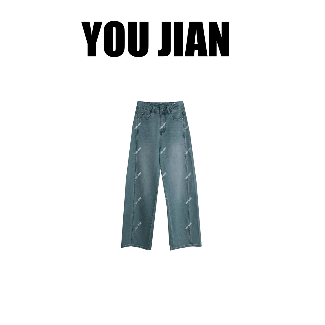 【显腿直】2025春！重工牛仔裤老钱风百搭慵懒藏肉休闲裤时尚宽松