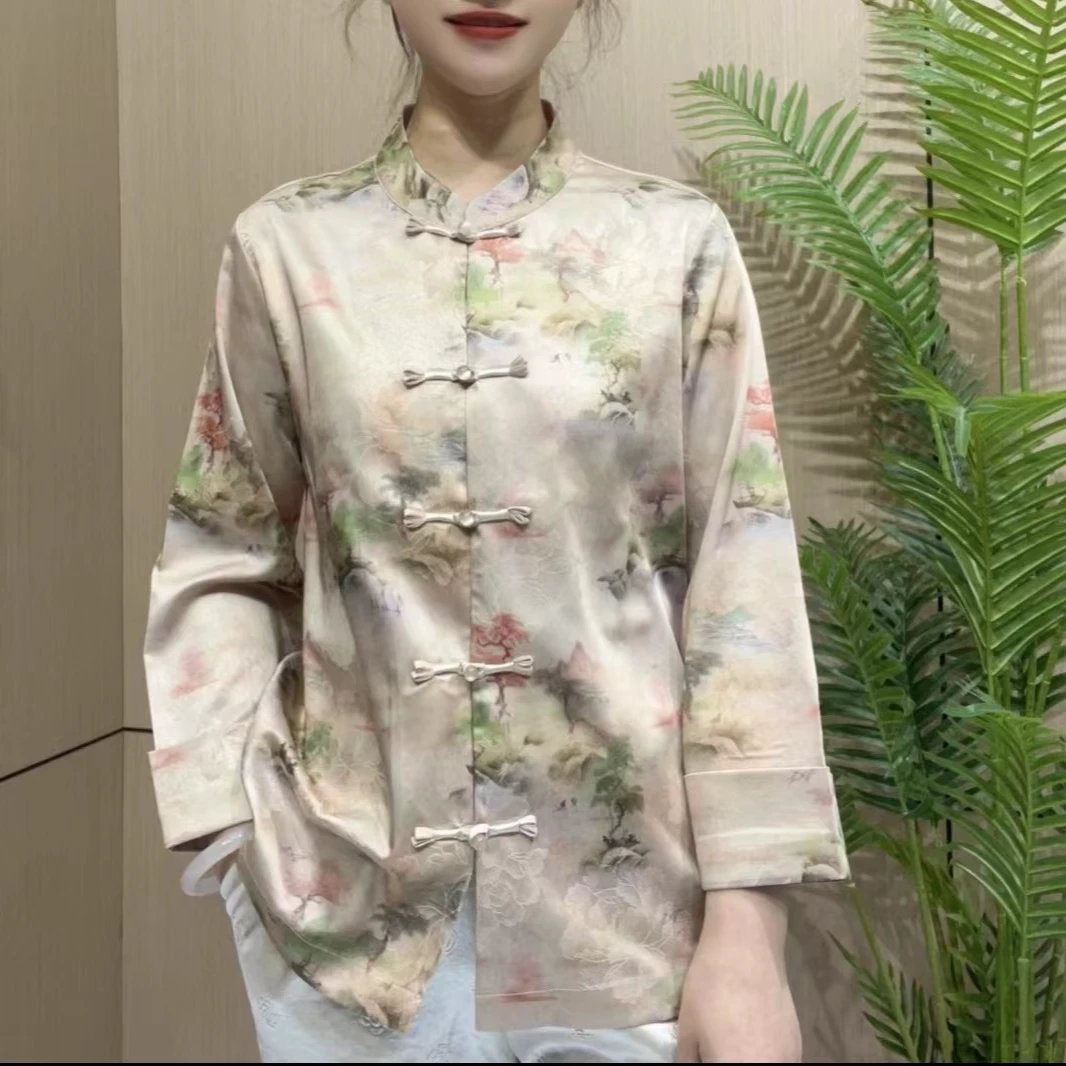 MS丽姐优选高端休闲百搭水墨山水外套