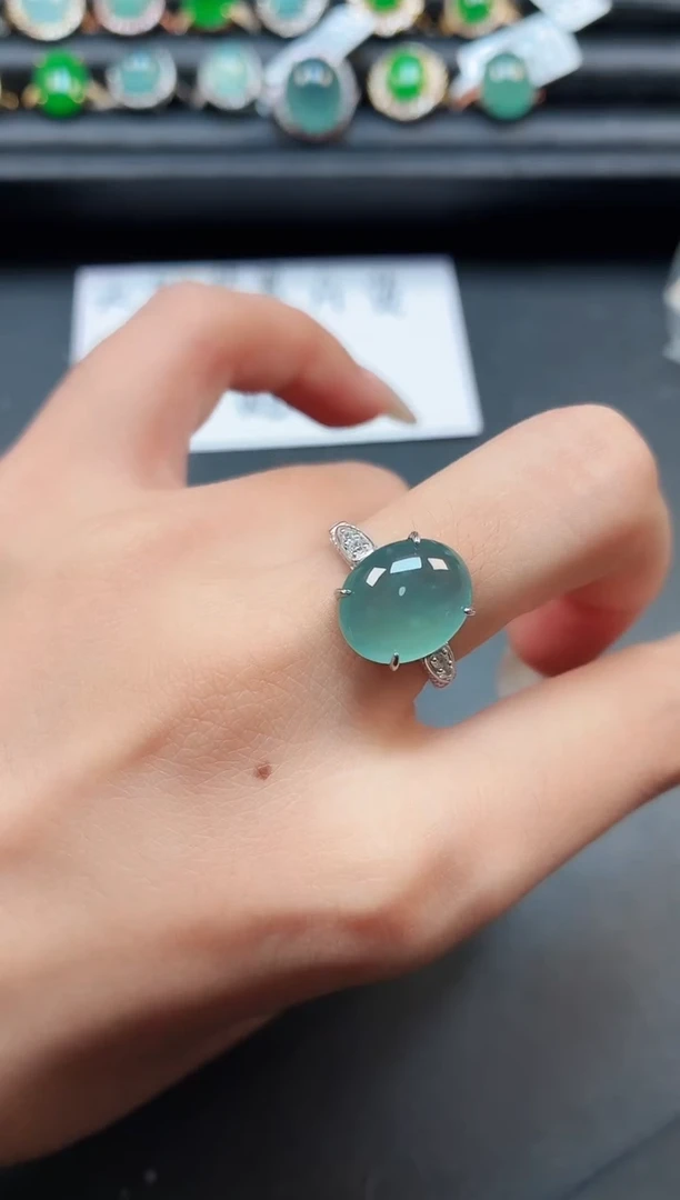 翡翠戒指银S925镶嵌111111