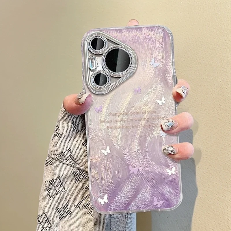 紫蝴蝶适用华为Pura80手机壳女款PuraPropro全包数码防摔网红ins