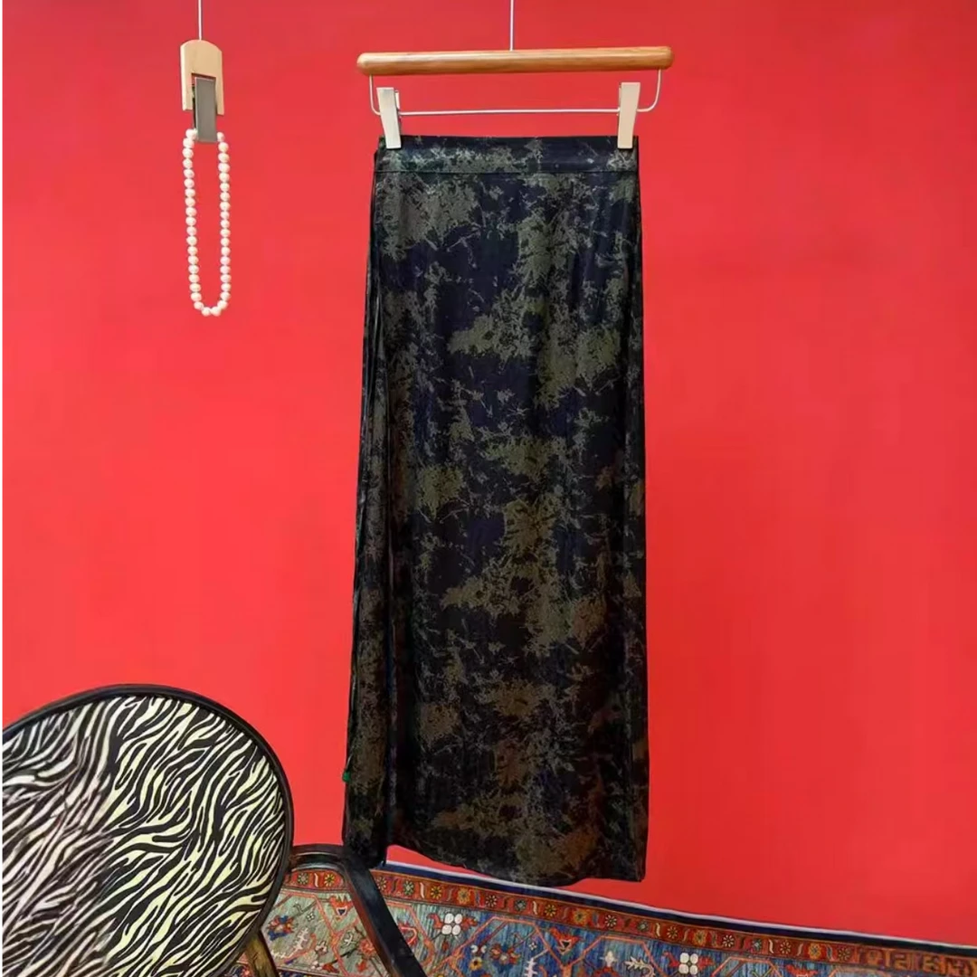 新中式烫金半身裙裹裙显瘦遮肉半裙2024早秋款国风复古直筒裙172