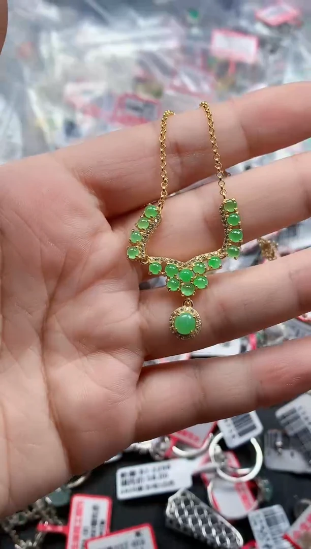 银S925镶嵌戒指翡翠天然A货缅甸翡翠