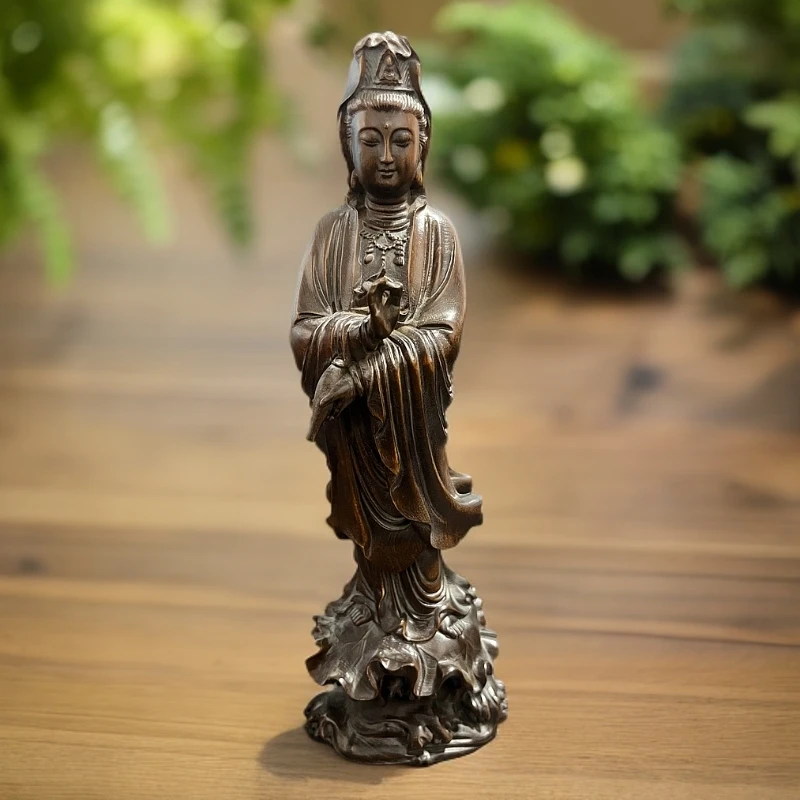 推荐天然小叶黄杨木观世音木雕仿古摆件办公室家居红木收藏装饰品