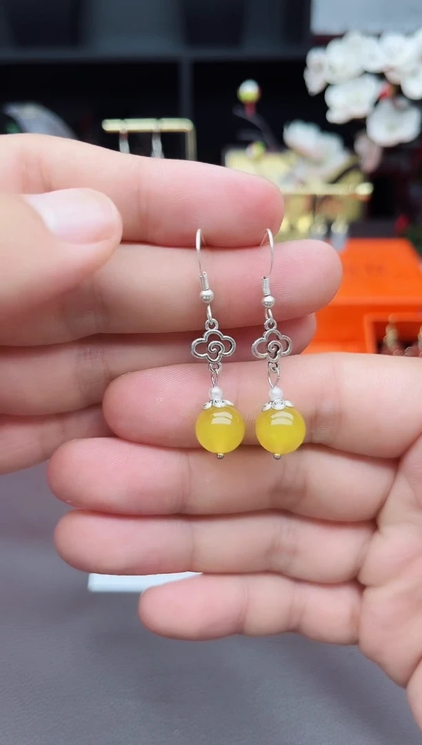 玛瑙/玉髓耳饰银S925镶嵌702000