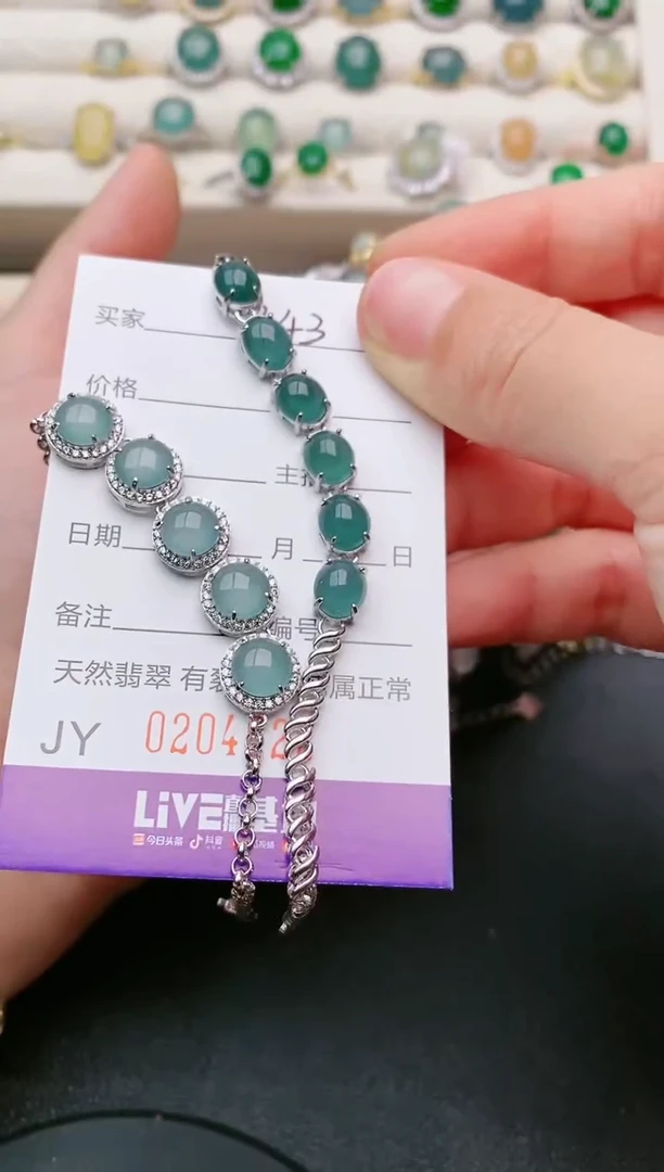 翡翠戒指银S925镶嵌4022