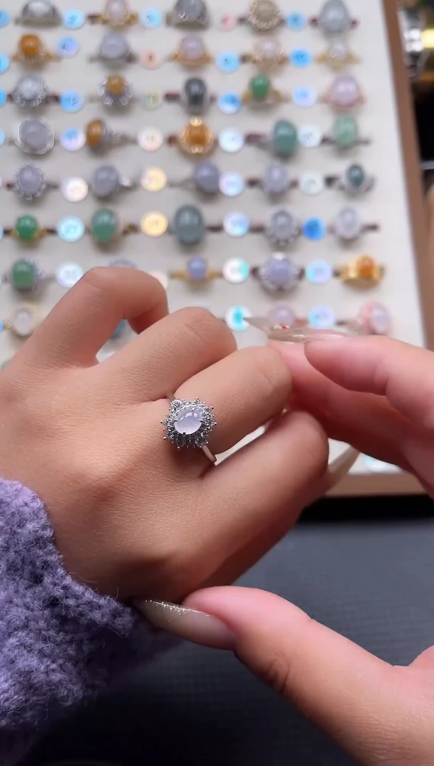 【闪购商品】翡翠戒指银S925镶嵌天然A货翡翠戒指