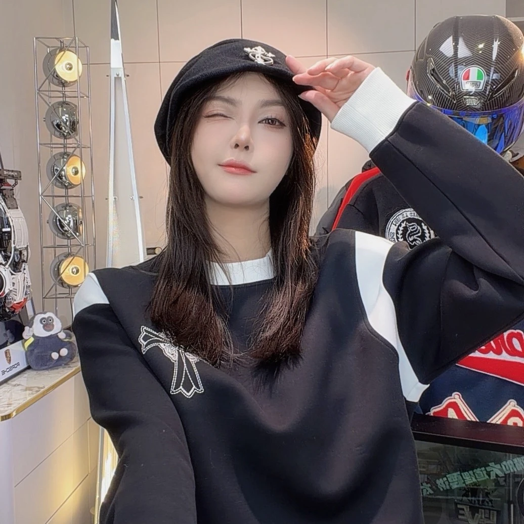 【钱老板】潮流时尚宽松百搭罗盘刺绣卫衣57075（男女同款）