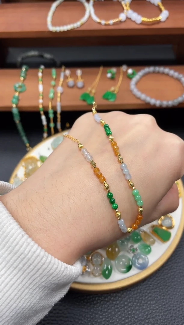 【闪购商品】翡翠套链18K金镶嵌一个   JK348