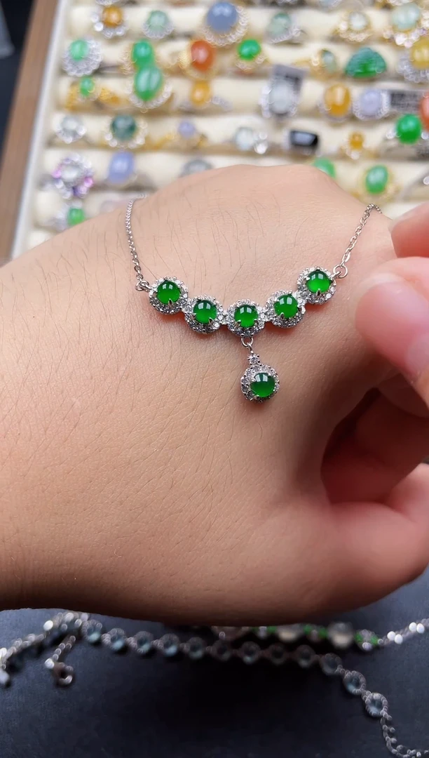 颈饰银S925镶嵌翡翠119