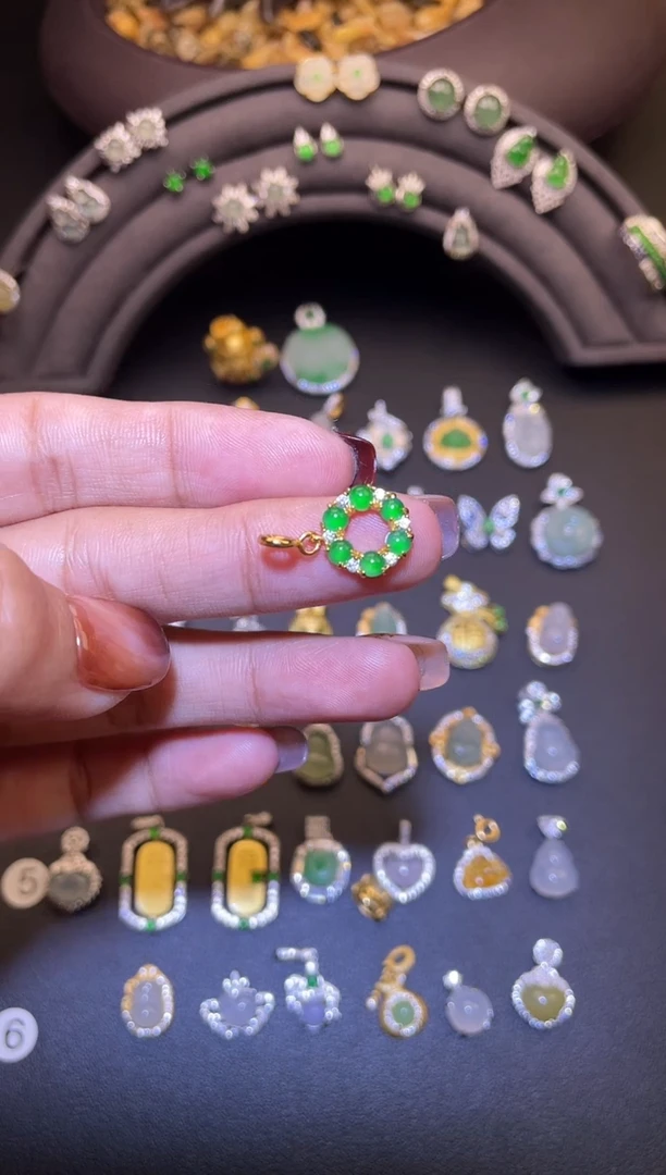 吊坠(不含链)银S925镶嵌翡翠1