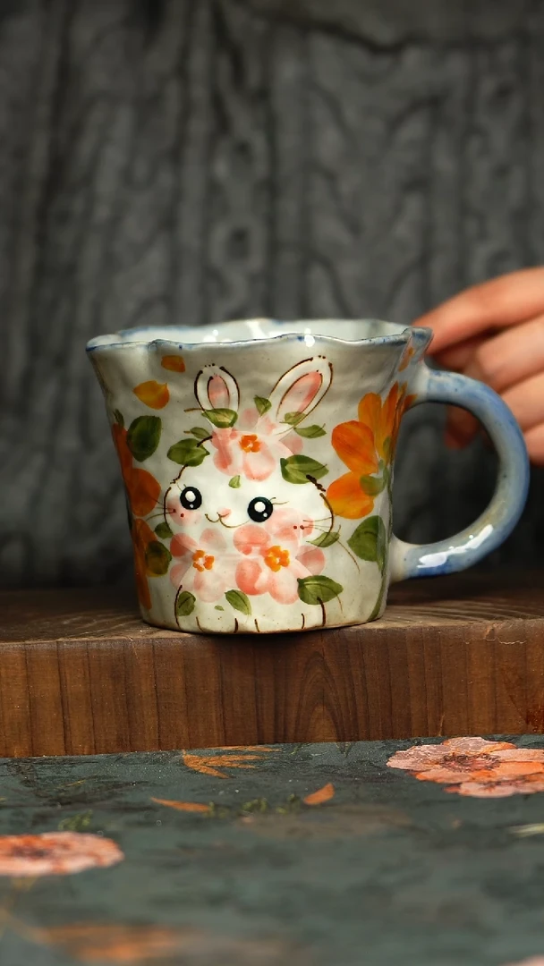 杯釉下彩手工手绘同款陶器