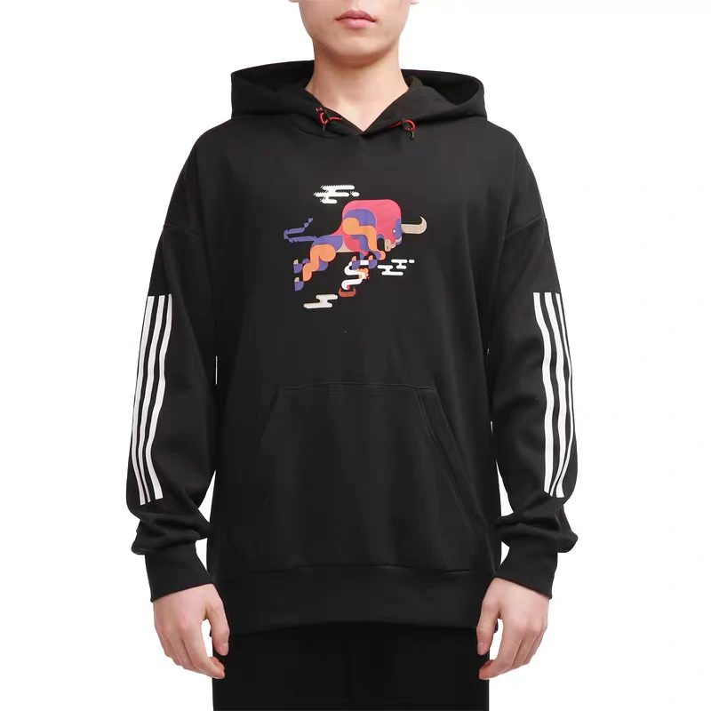 ADIDAS阿迪达斯图案LOGO男连帽运动针织卫衣套头衫GP1839