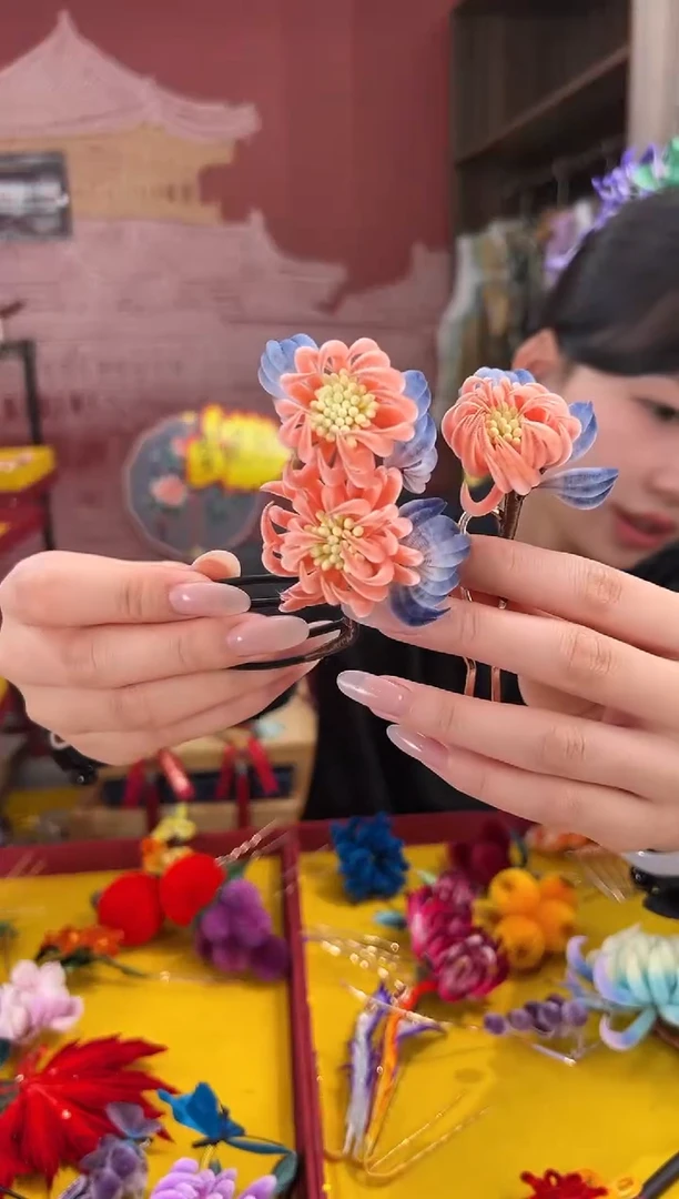 【闪购商品】刺绣非遗绒花（发饰）