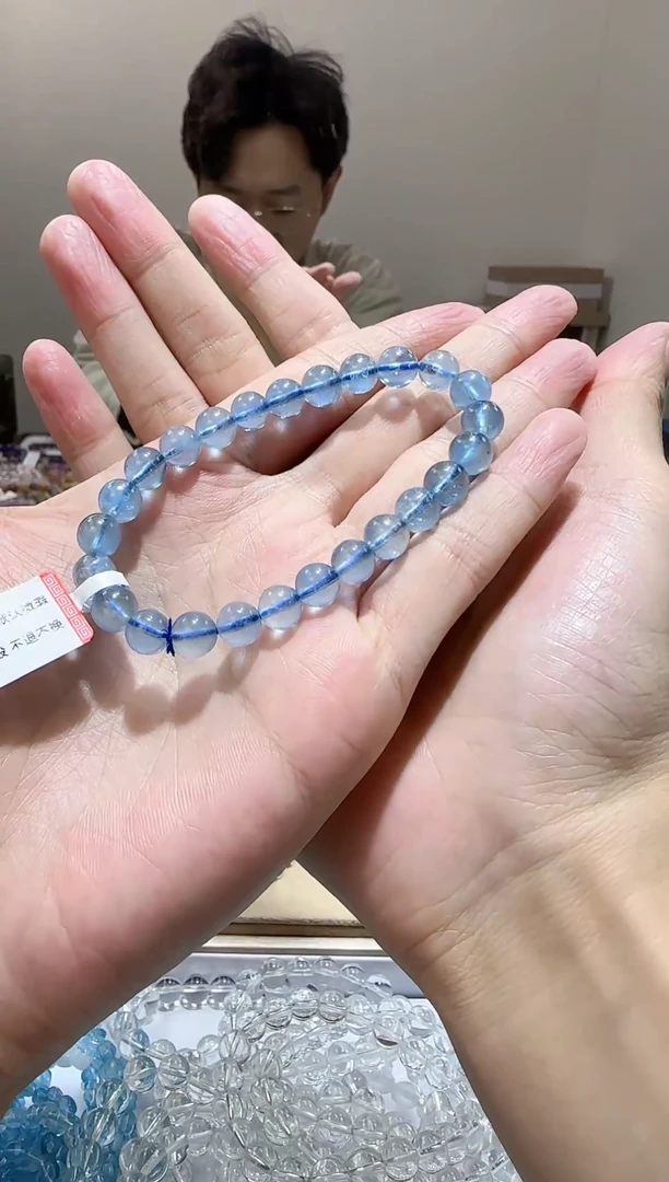 【闪购商品】绿柱石手链未镶嵌魔鬼蓝海蓝宝7.6