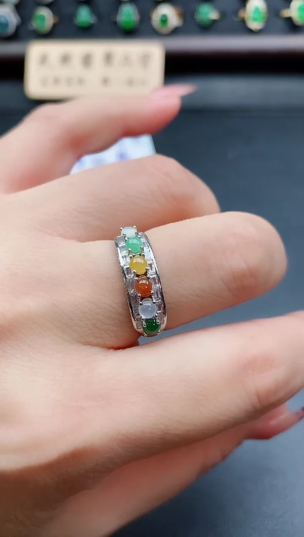 银S925镶嵌戒指翡翠1