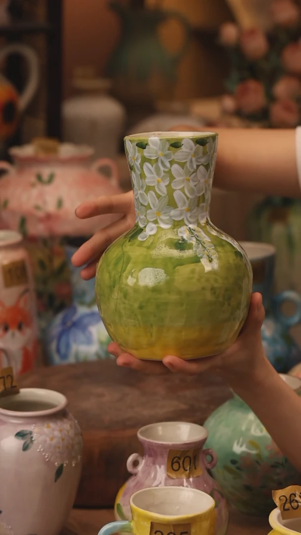 陶瓷420景德镇设计师手作花器摆件侘寂风