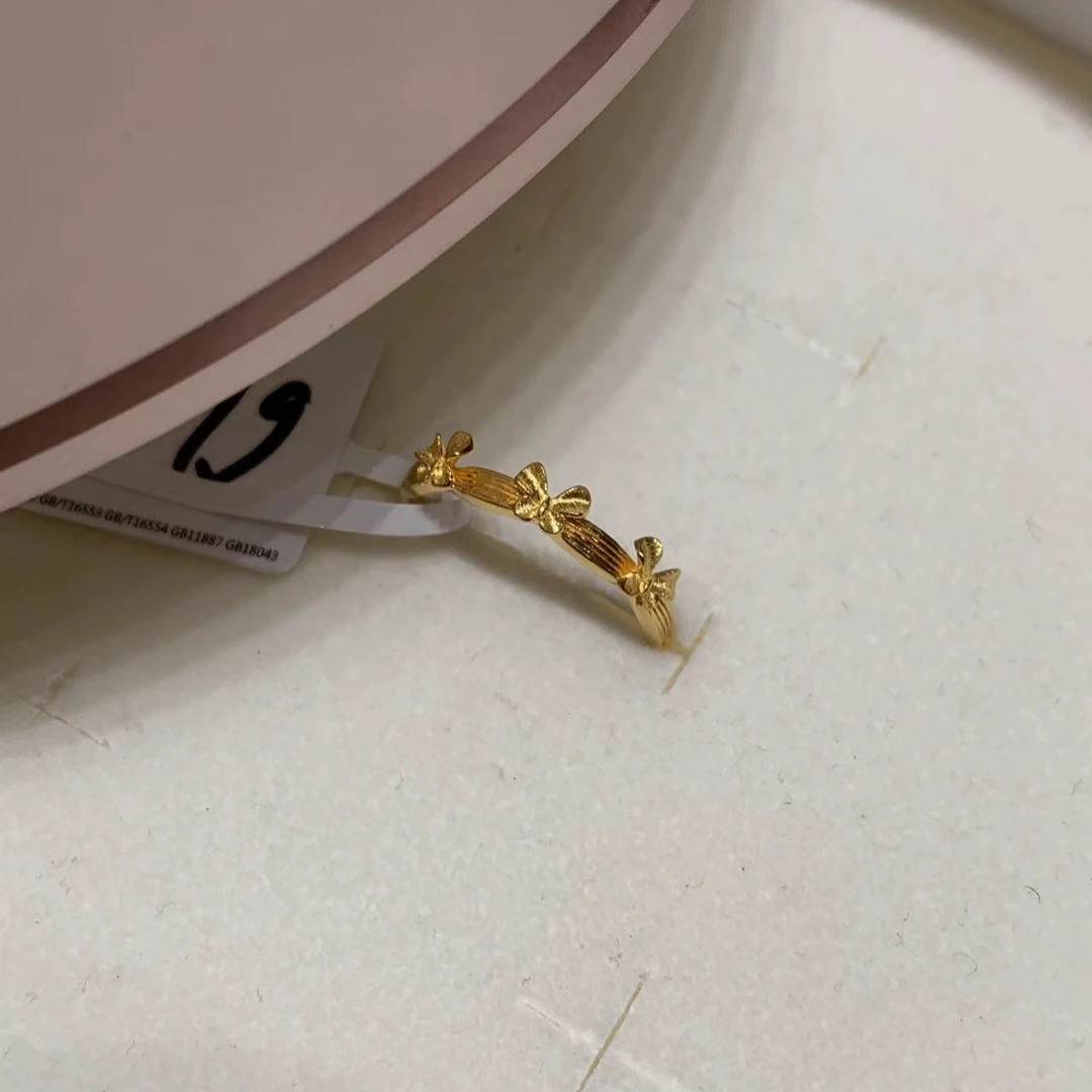 【小馨专享】足金999素圈蝴蝶戒指  2.07g 活口