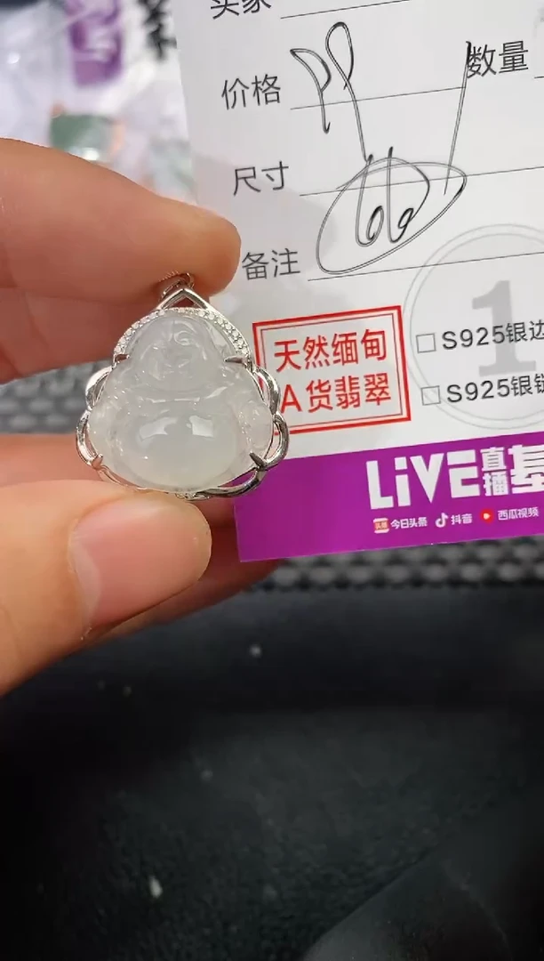 颈饰银S925镶嵌翡翠Y*挂件