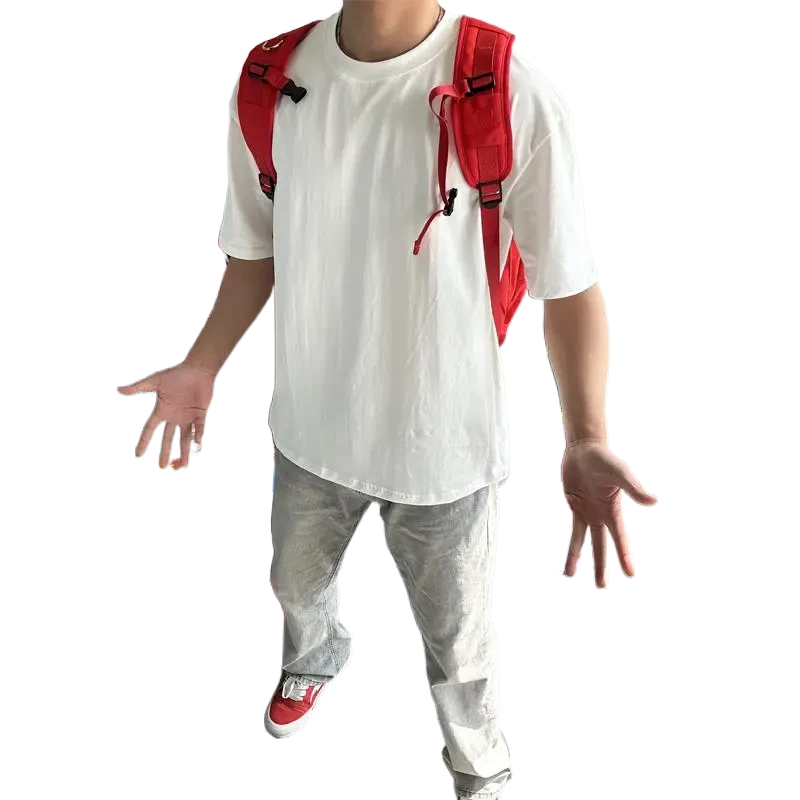 白色T恤男夏季健身运动篮球半袖美式重磅衣服宽松小领口穿搭短袖