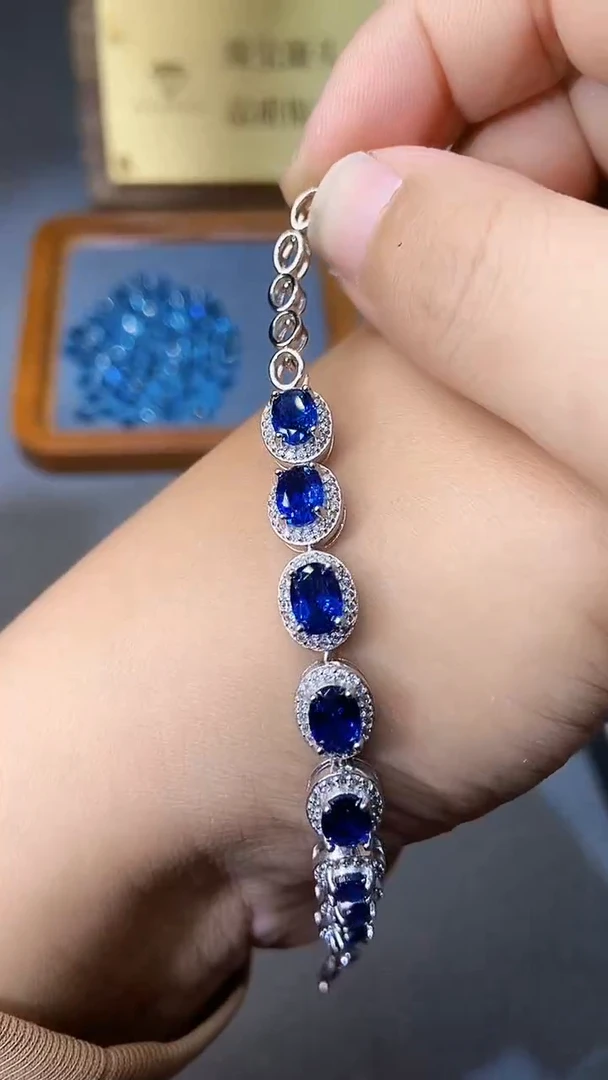 【闪购商品】蓝宝石手链银S925镶嵌354