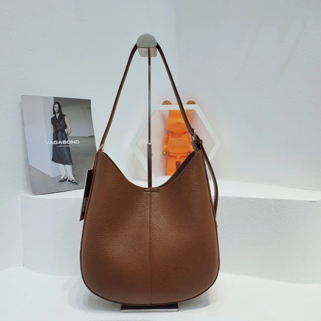 【专柜款】马鞍托特包包女新款爆款水桶包头层荔枝纹牛皮斜跨腋下包