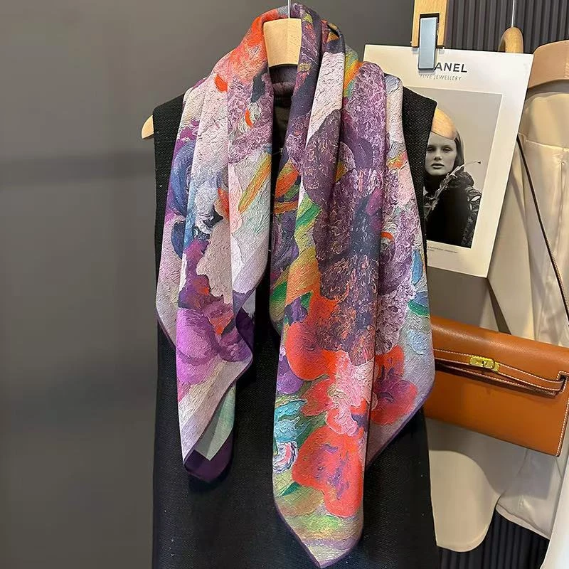 时尚磨毛绒是双面围巾方巾百搭柔软舒适保暖气质款90*90方巾披肩