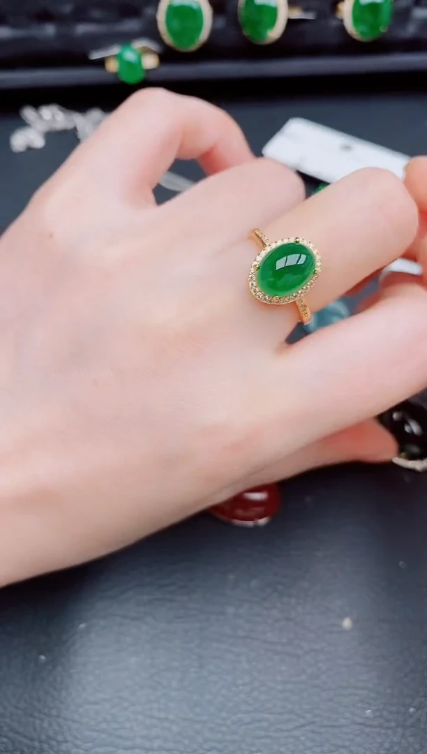 【闪购商品】翡翠戒指银S925镶嵌天然a货翡翠355