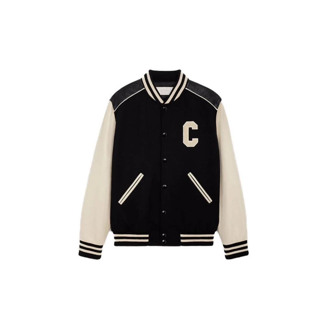JYX高定CE经典款羊毛拼皮棒球服-89