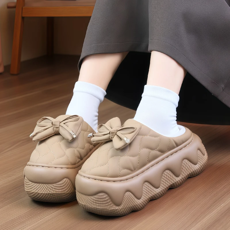 踩屎感棉拖鞋新款女士秋冬季居家室内家用地板防滑防水保暖棉鞋男