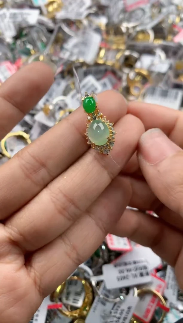 银S925镶嵌戒指翡翠101010----9
