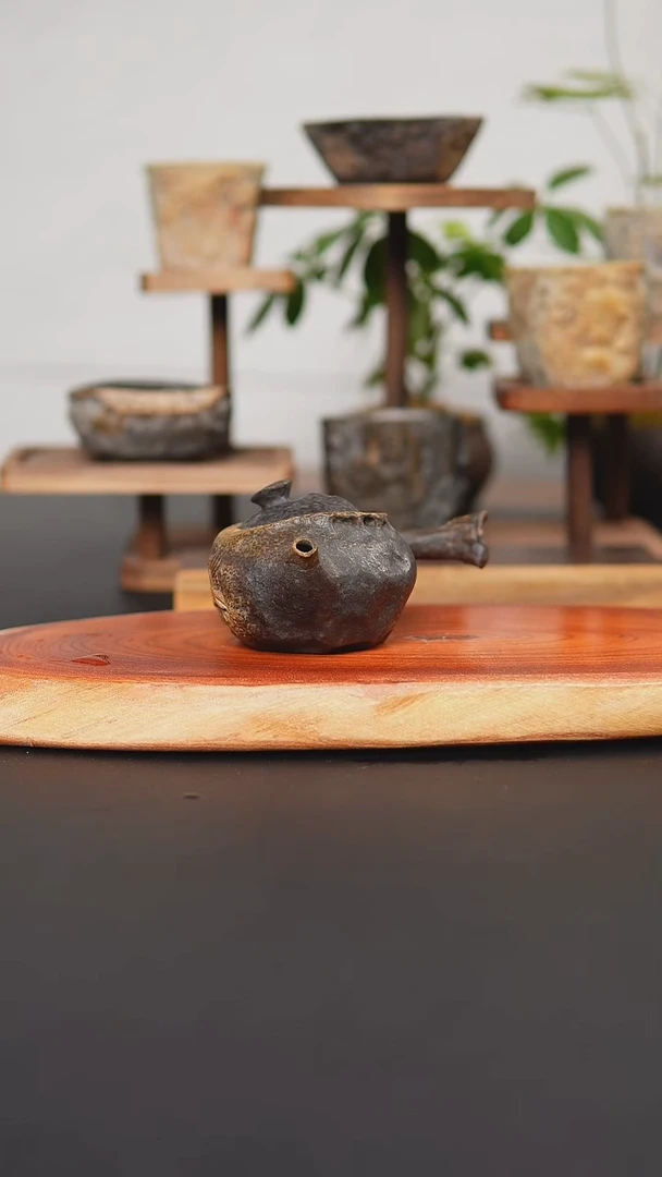 湖*艺松鹤延年手工壶/侧把壶