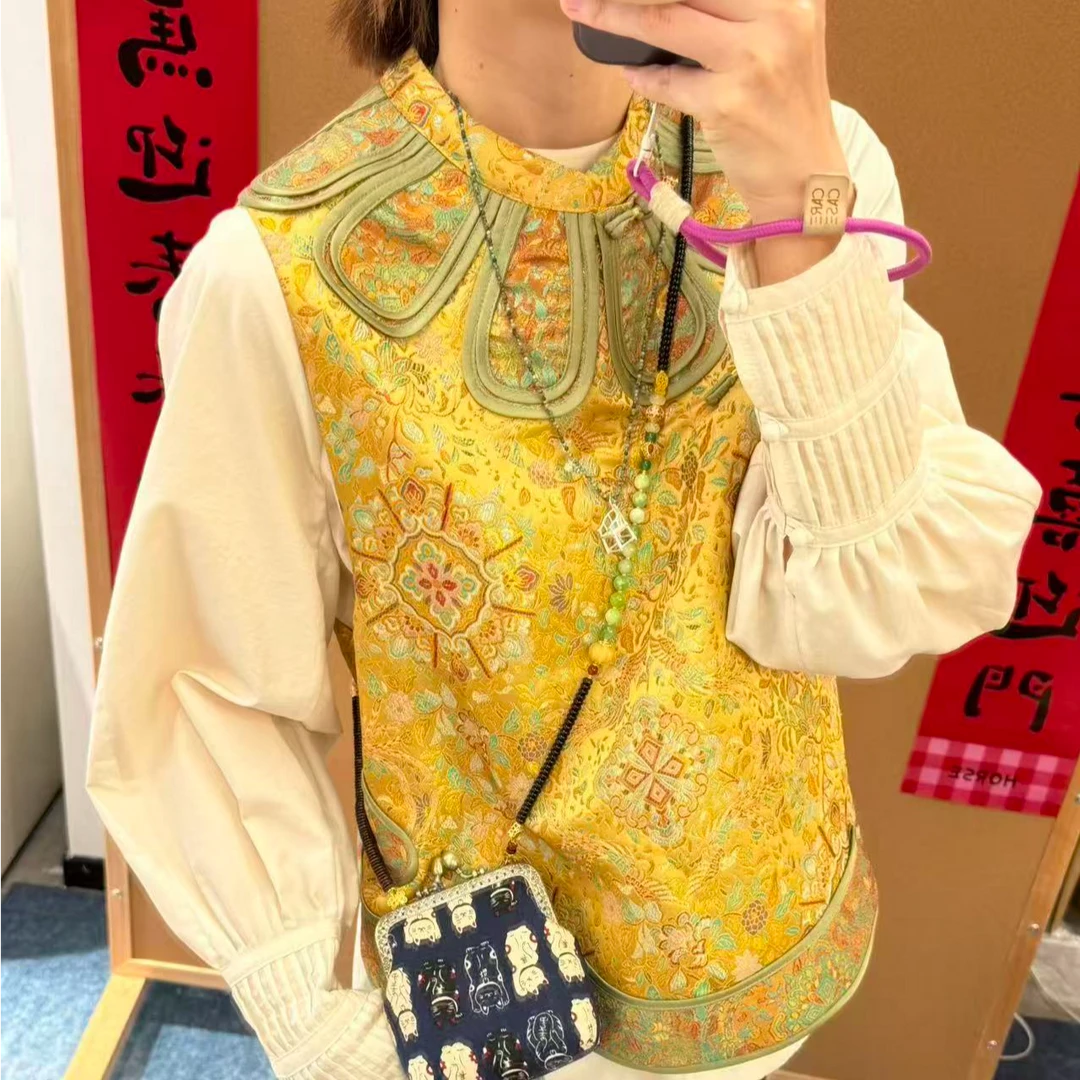 mumubyer • “锦堂春序”26春季荷叶边斜门襟蜀锦提花马甲