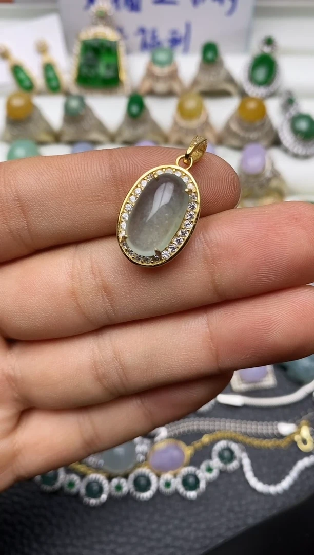 颈饰银S925镶嵌翡翠1120