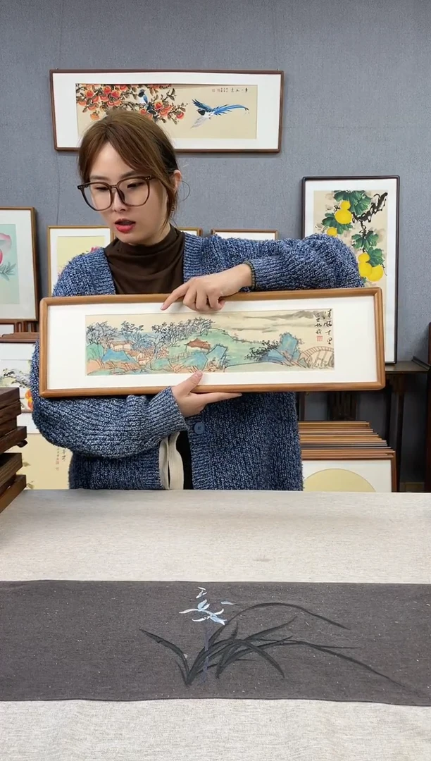 【闪购商品】国画手写手绘带框作品-20*70-山水
