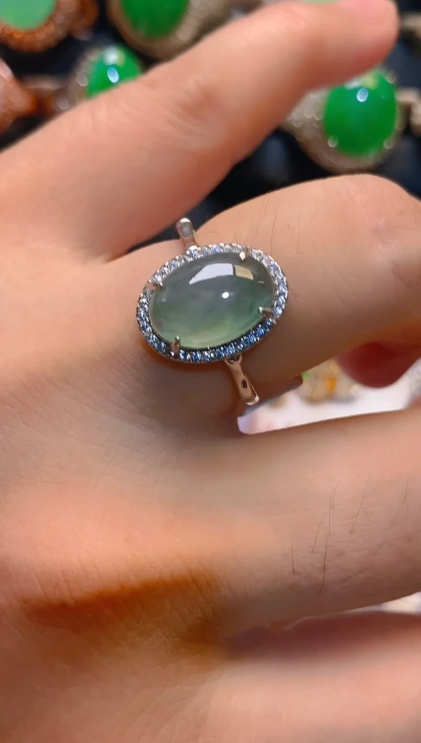 翡翠银S925镶嵌耳饰天然