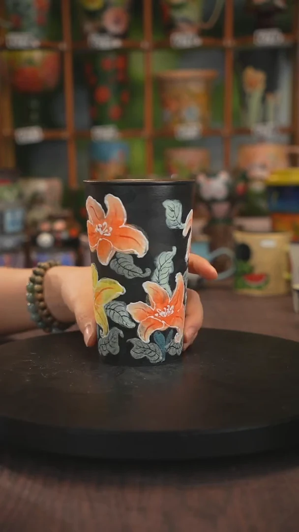 紫砂油画手绘釉下彩