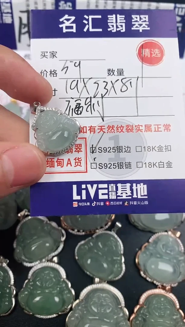 颈饰银S925镶嵌翡翠·