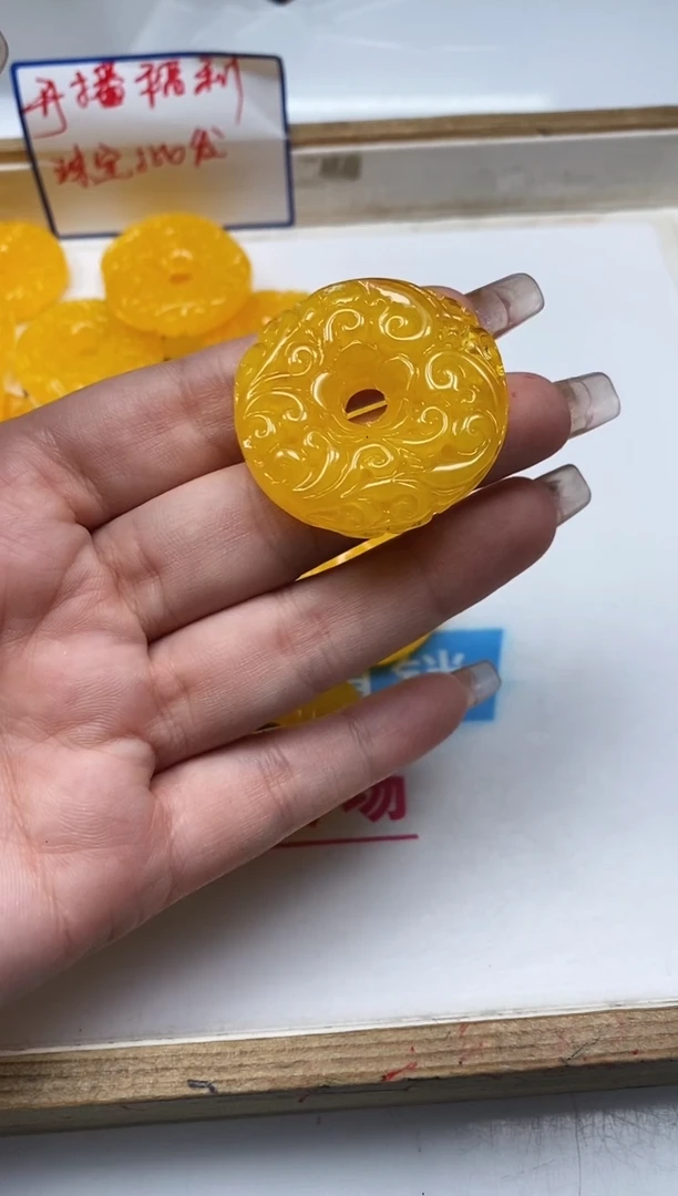 未镶嵌蜜蜡裸石M453 蜜蜡 回纹平安扣 1个9.9元