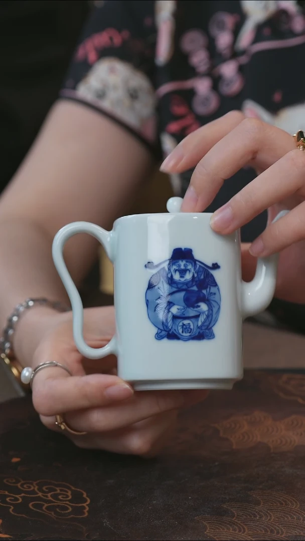 宁封柴窑青花福禄寿喜-清扬壶