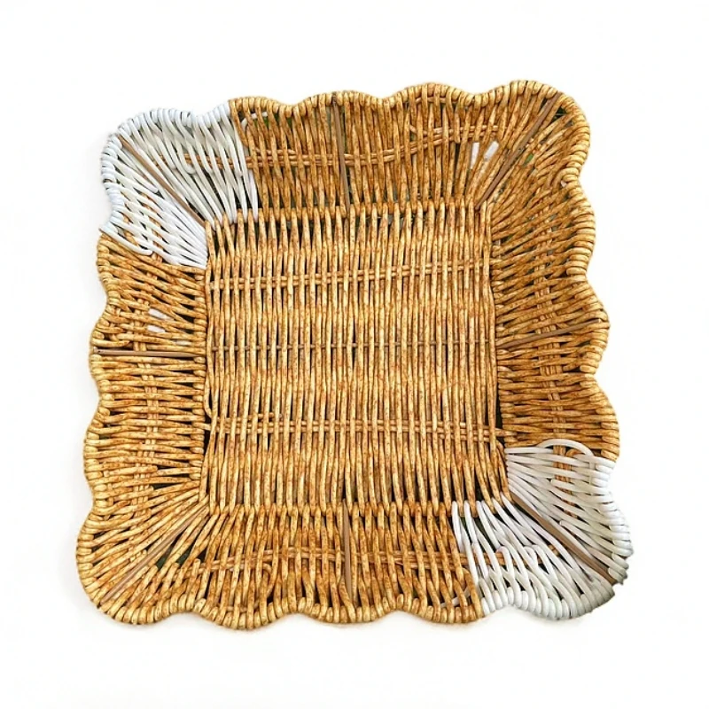 长方形手工编织水果点心通用零食收纳筐桌面瓜子花生点心篮热卖