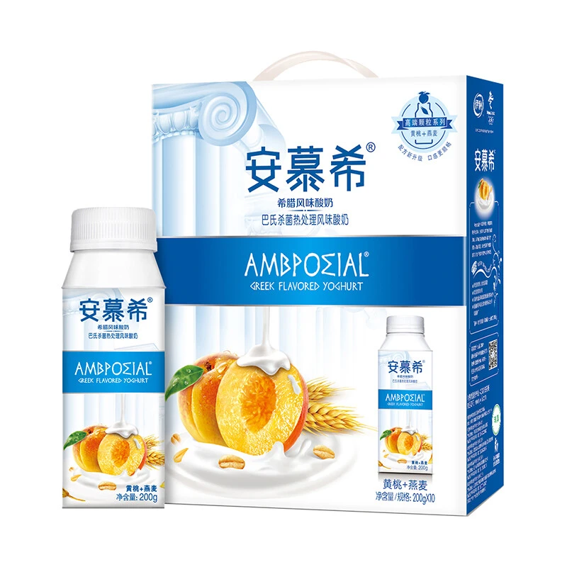 伊利安慕希希腊风味酸牛奶黄桃+燕麦 200g*10/箱
